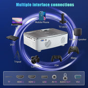 MPBEKING Mini Projector, WiFi Bluetooth, 4K Support, 1080P Full HD, 9500 Lumens Brightness, 12000:1 Contrast Ratio, Dual 5W Speakers, HDMI USB AV VGA TF Inputs, White, Portable with Carrying Case
