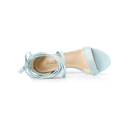 BLISSFUL STEP Allegra K Womens Lace-Up Chunky Block Heel Sandals, Blue, 3.1 in Heel