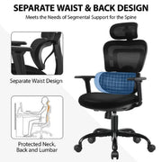 Coolhut 769ZKP-Black Ergonomic Office Desk Chair With Lumbar Support - Black
