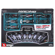 Bburago F1 Mercedes AMG Deluxe Gift Set, 1:43 Scale Race Car with Display Stand, Multicolor
