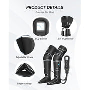 ALLJOY Leg Compression Massager, Heated Compression with 6 Modes and 2 Heat Levels, Adjustable Fit with 4 Extenders, Full Leg Massage for Circulation and Pain Relief