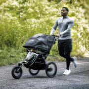 Chicco TRE Jogging Stroller, Lightweight Aluminum Frame, Adjustable FlexCore Suspension, Pneumatic Rear Tires, Multi-Position Reclining Seat with UPF 50+ Canopy, Compatible with Chicco Infant Car Seats, Galaxy Black