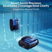Seauto SAT25 Cordless Robotic Pool Cleaner with Sonar Navigation, Wall Climbing, 150 Mins Runtime, Dark Blue