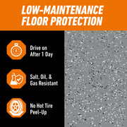Gorilla Epoxy Garage Floor Coating Kit, 2 Gal Gray High-Gloss, 100% Solids, Chemical Resistant, 550 Sq Ft Coverage, 12 Pieces, 117994DF