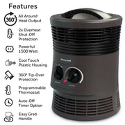 Honeywell HHF360V 360 Surround Fan Forced Heater, Black