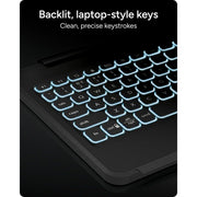 ZAGG Rugged Book Wireless Keyboard Case with Backlit RGB Keys, Magnetic Hinge, Multi-Device Bluetooth for Apple iPad Air 10.9 and iPad Pro 11, Black, ZKB109RBB41