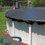 GLI Pool Products Fine Mesh 18ft Round Winter Pool Cover, Black Vinyl, Drawstring Closure, 450018RDESM3BX