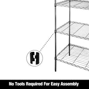 WorkPro 5-Tier Chrome Slim Wire Storage Shelves, Adjustable Steel Unit, Silver