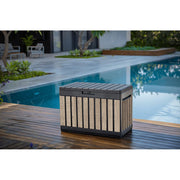 Keter Kentwood 50 Gallon Resin Deck Box, Lockable Outdoor Storage with Ashwood Wood-Look Finish, Weather-Resistant, Built-In Handles, 350 lb Load Capacity, 271086