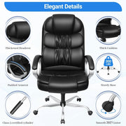 Homall High Back Office Chair, Executive Faux Leather Desk Chair with Lumbar Support, Padded Armrests, Adjustable Height, Swivel, Black
