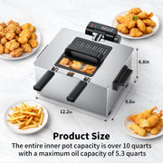 TINANA YH-DF-1 Electric Deep Fryer, 5.3 Quart Capacity, 3 Stainless Steel Baskets
