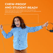 Gumdrop Cases DropTech On-Ear Wired Headphones, Black, Chew-Proof Tangle-Free 3.5mm Cord, Adjustable Headband, Rugged Drop-Tested for Kids