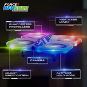 Force1 UFO 6000 Mini RC Stunt Aerial Drone with Camera, Multicolor LED Lights, Durable Propeller Guards, Dual Rechargeable Batteries, Blue