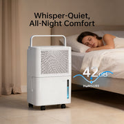 HUMSURE 30 Pints Dehumidifier for Basement, Covers up to 2500 Sq. Ft, Auto Defrost, 24-Hour Timer, White, Includes Drain Hose