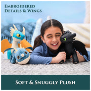 DreamWorks Dragons Toothless Plush Toy, 8 Inch, Black with Embroidered Green Eyes