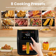 Bluebow Air Fryer Large 8.5 QT, Black, 8 in 1 Touch Screen, Visible Window, 1750W