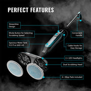 PurSteam PUR0016 ScrubMaster Steam Mop with Dual Scrubbing Head, Adjustable Steam Control, LED Headlights, Anti-Slip Swivel Head