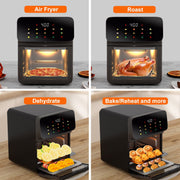 Bluebow Air Fryer 12QT Convection Oven with 10-in-1 Multi Function, Touchscreen, Visible Window, Black