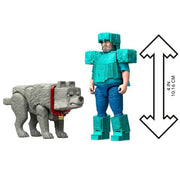 Minecraft JFR71 Diamond Armor Steve & Dennis Wolf 2-Pack Action Figures