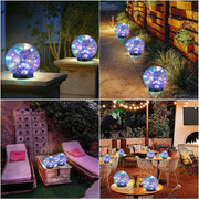 Mehoom Solar Globe Lights Outdoor, 4 Pack, 30 LED Cracked Glass, Waterproof IP65, Warm Yellow, Garden Patio Yard Landscape Lighting
