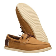 HeyDude Men Harbor Lo Classic Boat Shoe, Bone Brown Multi, Lightweight Slip-On Loafer with Faux Leather Upper, Slip-Resistant Outsole, 45139-2LI