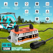 DUOYI 48V 18A Automatic Lead Acid Golf Cart Battery Charger, Smart Fast Charging, IP67 Waterproof, Aluminum Body, 16ft Cord, MMT636