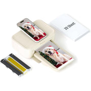 HPRT CP4100 Thermal Dye Sublimation Photo Printer, 4x6, Wi-Fi Wireless, AR Video Printing, Portable, Beige, Includes 20 Sheets Photo Paper and Ribbon