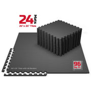 FitRx 9060 Pro Mat Exercise Mat, 24-Pack Puzzle Mat Foam Floor Tiles for Home Gym EVA Foam Mat, 1/2 in., 96 sq. ft., 14lbs Total