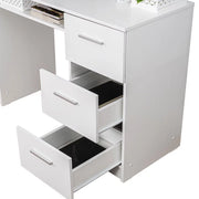 Madesa 9400091CF Modern Office Desk, PC Table with 3 Drawers, 1 Door and 1 Storage Shelf, White
