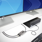 StarTech.com Dual-Monitor DisplayPort 1.4 MST Hub, 2-Port DisplayPort Splitter, Dual 5K 60Hz HDR, USB Powered, Space Gray, 1ft Built-in Cable, MST14DP122DP