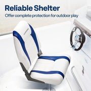 SPECSTAR Folding High Back Boat Seats 2 Pack, Waterproof Marine-Grade Vinyl, Aluminum Frame, Blue