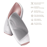 GESKE SmartAppGuided Sonic Thermo Facial Brush, 6-in-1 Multifunctional Skincare Device with Thermal Warming and Youthful Glow Massage, Rechargeable, Gray, GK000086SL02