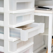 Iris USA 9-Drawer Narrow Plastic Storage Cart with Divided Organizer Top, White, 49 Qt