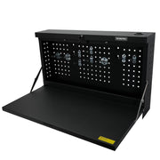 WorkPro 36-Inch Wall Mount Workbench with Foldable Steel Surface, Black, Heavy-Duty, Space-Saving Design, 42769