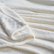 Home City Alaska Diamond Plush Fleece Blanket, Ultra-Soft, Quilted Diamond Pattern, Ivory, Throw Size