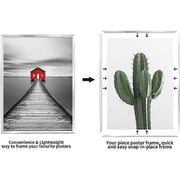ELSKER&HOME 24x36 Silver Poster Frame 3 Pack, Magnetic Plastic Picture Frames for Horizontal or Vertical Wall Mounting
