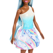 Mattel Barbie Unicorn Doll with Blue Fantasy Hair, Ombre Blue Outfit, Removable Headband and Clip-On Tail Accessories HRR14