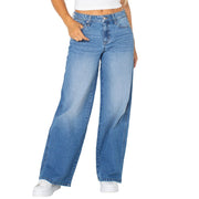 Celebrity Pink Womens Baggy Wide Leg Jeans, Medium Wash, Mid Rise, Soft Stretch Denim, Multiple Inseams 30-34 in, Sizes 1-24W, CJ26048HF38W