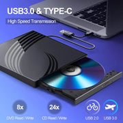 Finopo DVD BK2 8 in 1 External CD/DVD Drive for Laptop