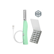 Spa Sciences SIMA Sonic Dermaplaning Tool-Professional & Painless 2-N-1 Facial Exfoliation & Peach Fuzz-Hair Removal System w/ 7 Weeks Treatment Included, Mint