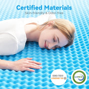 BDEUS Gel Cooling Memory Foam Mattress Topper, 2 Inch Egg Crate Design, Medium Firm, CertiPUR-US Certified, Twin