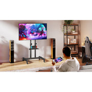 RTVR Rolling TV Stand with Wheels, Adjustable Height and Tilt, Metal Steel Frame, Black, Fits 32 to 85 Inch Screens, Supports up to 110 lb