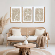 TOARTi Botanical Farmhouse Wall Art Set, Framed Boho Plant Wall Decor, Neutral Minimalist Floral Painting, Rustic Wildflower Canvas Prints, 3 Pieces, 16x24 in