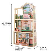 KidKraft Click & Play Fully Assembled Pop-Up Wooden Dollhouse with 50 Accessories, Brown, Wood, 20658