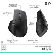Logitech MX Master 4 for Mac Wireless Laser Ergonomic Mouse with Advanced Haptic Feedback, Ultra-Fast MagSpeed Scrolling, USB-C Charging, Space Black