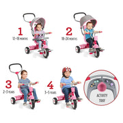 Radio Flyer 484PW 4-in-1 Activity Stroll 'N Trike with Interactive Tray, Kids 1 to 5 Years, Pink