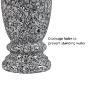 CasaWorks Gray Granite Cemetery Vase, Durable Heavy 9 lb Outdoor Memorial Flower Holder, Polished Finish, 4.3 in Diameter, 9.8 in Height