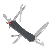 Swiss Tech Helfen 12-in-1 Multi Tool Knife with Stainless Steel Drop Point Blade, G10 Handle, Black, 6161