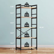 Bug Hull 5-Tier Rustic Free Standing Storage Shelf Rack, Brown - Easy Cleaning