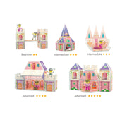 PicassoTiles 60 PC Princess Castle Theme Magnetic Building Blocks with Double Sided Printed Tiles and 2 Character Figures STEM Educational Toy Kit for Kids Ages 3 to 8 PTQ04
